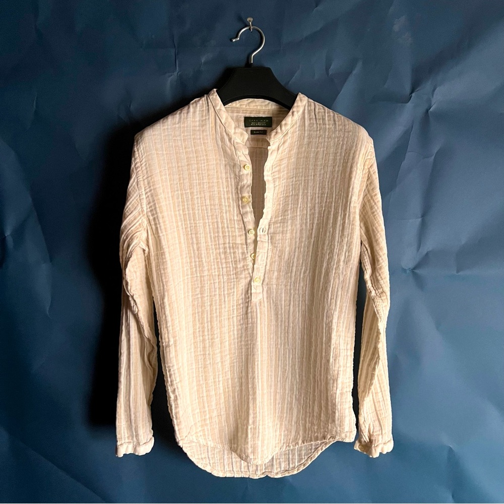 ZARA MAN Cream/Tan Light Henley M